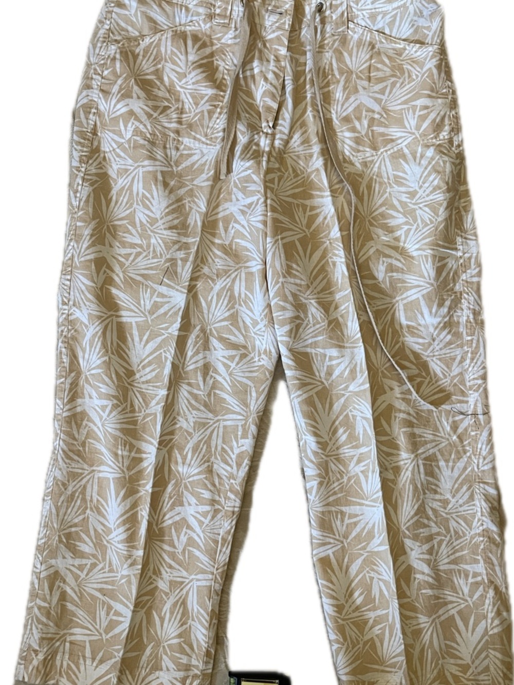 Jones New York Beige and White Leaf Print Wide-Leg Pants (NWOT)